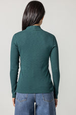 Load image into Gallery viewer, Long Sleeve Shawl Neck Top in Everglade

