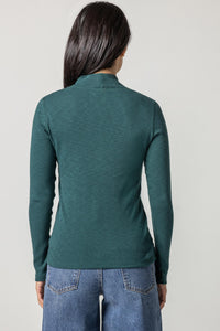 Long Sleeve Shawl Neck Top in Everglade