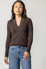 Load image into Gallery viewer, Long Sleeve Shawl Neck Top in Java
