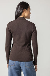 Long Sleeve Shawl Neck Top in Java