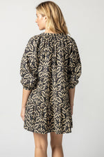 Load image into Gallery viewer, Tiered Split Neck Dress in Khaki Motif
