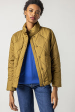 Load image into Gallery viewer, Mock Neck Puffer Jacket in Antique Gold
