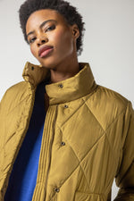 Load image into Gallery viewer, Mock Neck Puffer Jacket in Antique Gold
