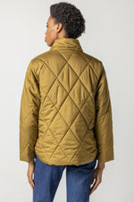 Load image into Gallery viewer, Mock Neck Puffer Jacket in Antique Gold
