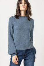 Load image into Gallery viewer, Ribbed Puff Sleeve Sweater in Nautilus
