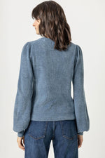 Load image into Gallery viewer, Ribbed Puff Sleeve Sweater in Nautilus
