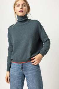 Tipped Turtleneck Sweater in Spruce