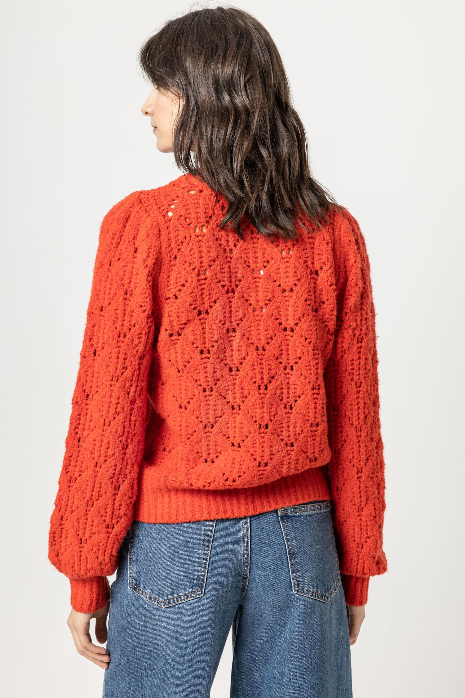 Novelty Stitch Crewneck Sweater in Lava