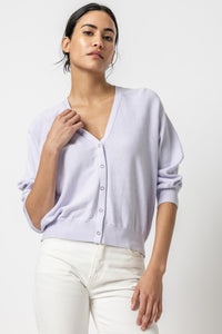 Snap Front Dolman Cardigan in Lilac