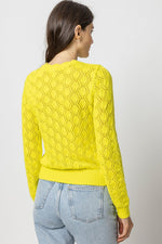 Load image into Gallery viewer, Pointelle Stitch Crewneck Sweater in Lemon Lime
