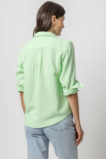 Load image into Gallery viewer, Long Sleeve Gauze Button Down in Honeydew
