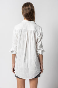 Long Sleeve Button Down Tunic in White