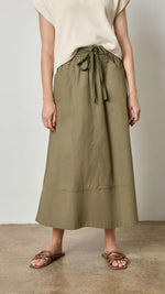 Load image into Gallery viewer, Long Poplin Skirt in Kelp
