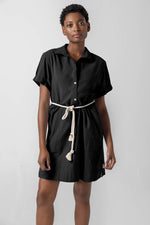 Load image into Gallery viewer, Half Placket Shirt Dress in Black
