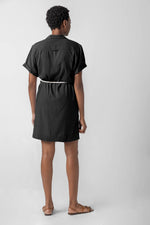 Load image into Gallery viewer, Half Placket Shirt Dress in Black
