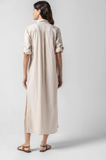 Load image into Gallery viewer, Striped Maxi Shirt Dress in Flax Stripe
