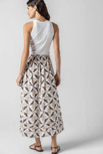 Load image into Gallery viewer, Shirred Elastic Waist Skirt in Natural Ikat
