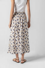 Load image into Gallery viewer, Shirred Elastic Waist Skirt in Natural Ikat
