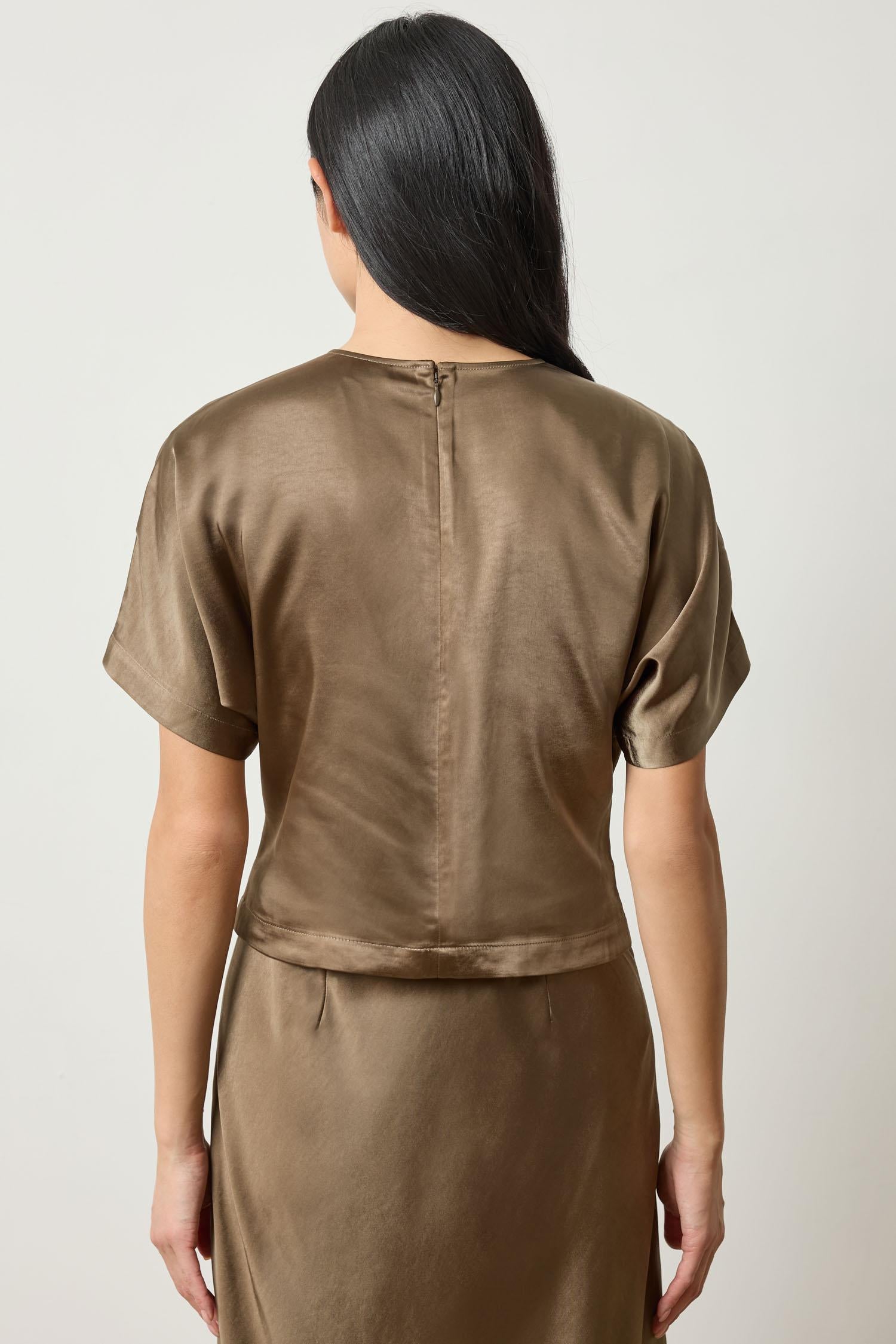 Satin Dolman Short Sleeve in Parsley