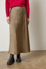 Load image into Gallery viewer, Satin Bias Maxi Skirt in Parsley
