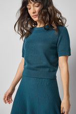 Load image into Gallery viewer, Short Sleeve Sparkle Sweater in Deep Sea Sparkle
