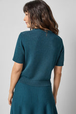 Load image into Gallery viewer, Short Sleeve Sparkle Sweater in Deep Sea Sparkle
