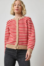 Load image into Gallery viewer, Button Front Striped Cardigan in Holly Stripe
