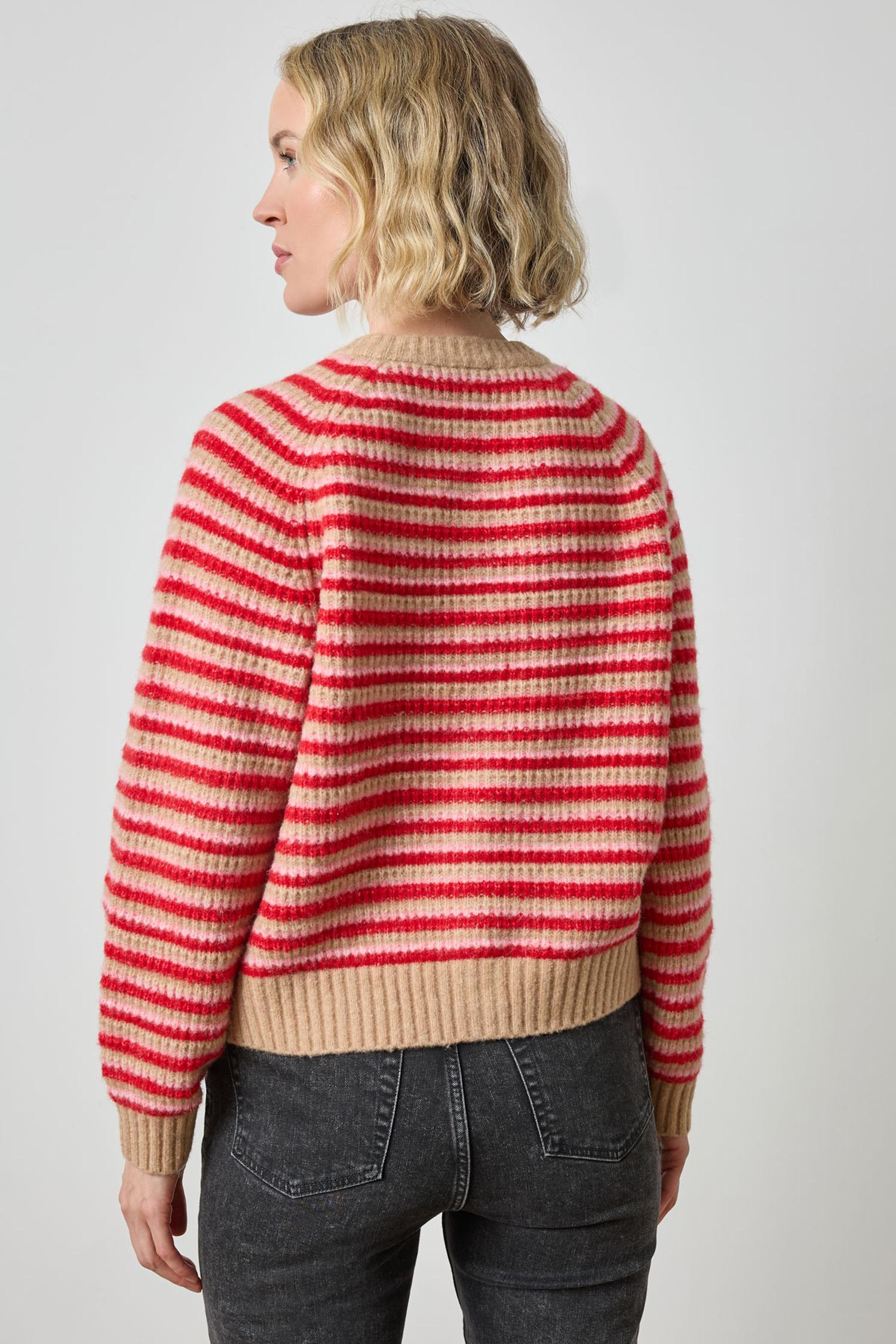 Button Front Striped Cardigan in Holly Stripe