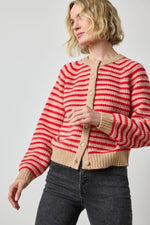 Load image into Gallery viewer, Button Front Striped Cardigan in Holly Stripe
