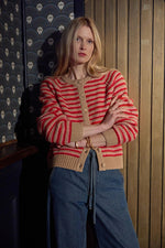 Load image into Gallery viewer, Button Front Striped Cardigan in Holly Stripe
