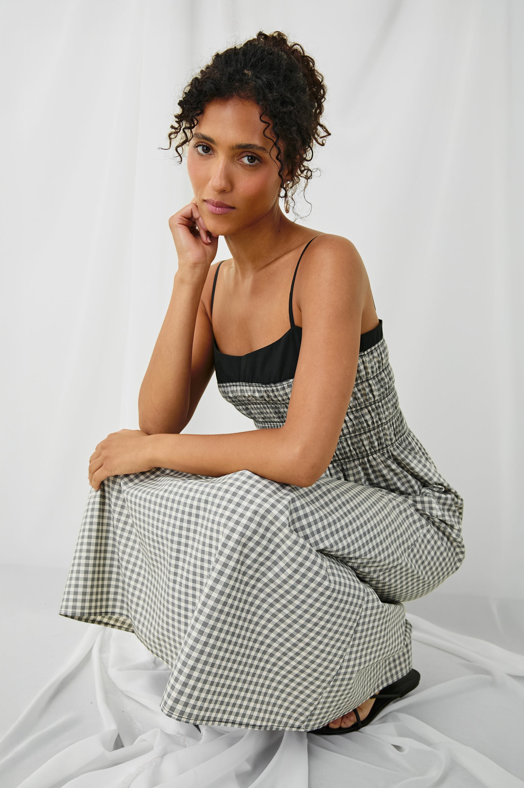 Primrose Dress in Ivory Jet Gingham