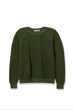 Load image into Gallery viewer, Ziggy Inside Out Cotton Fleece Shrunken Crew Sweatshirt in Fern Green
