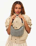 Load image into Gallery viewer, Petit Moyen Messenger in Black &amp; Cream Woven Checker
