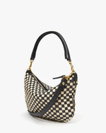 Load image into Gallery viewer, Petit Moyen Messenger in Black &amp; Cream Woven Checker
