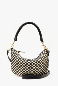 Petit Moyen Messenger in Black & Cream Woven Checker
