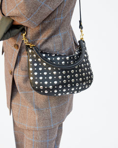 Petit Moyen Messenger in Black with Silver Studs