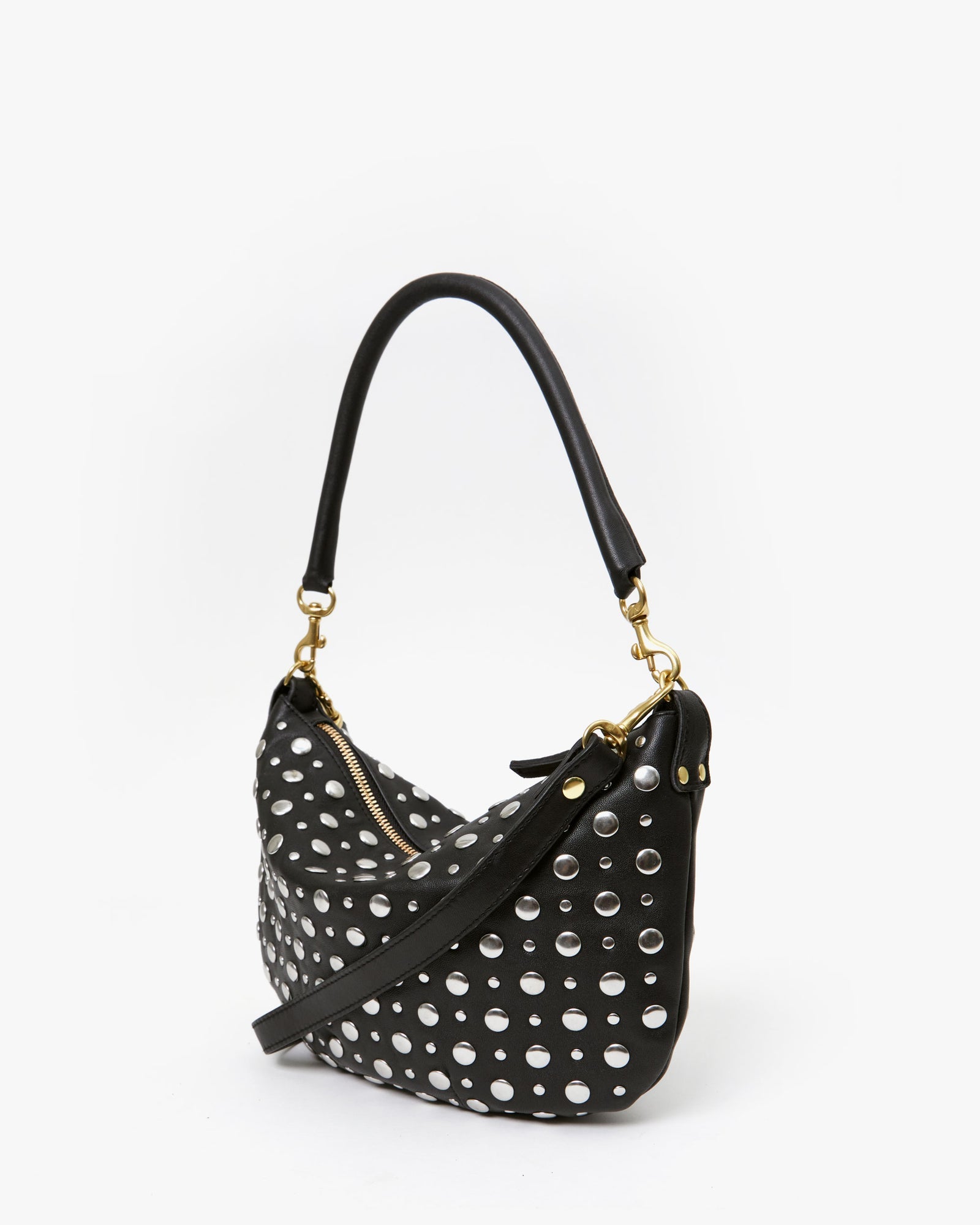 Petit Moyen Messenger in Black with Silver Studs