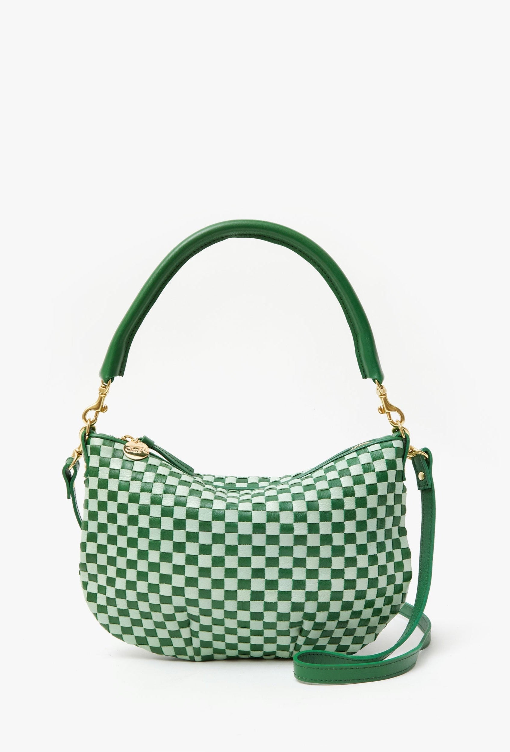 Petit Moyen Messenger in Fern & Mist Woven Checker
