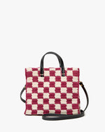 Load image into Gallery viewer, Petit Summer Simple Tote in Plummy/Cream Mini Crochet Checker
