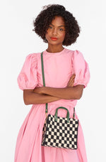 Load image into Gallery viewer, Petit Summer Simple Tote in Black/Cream Crochet Mini Checker
