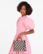 Load image into Gallery viewer, Petit Summer Simple Tote in Black/Cream Crochet Mini Checker
