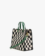 Load image into Gallery viewer, Petit Summer Simple Tote in Black/Cream Crochet Mini Checker

