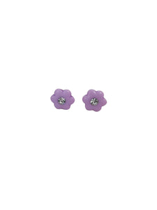 Enamel Flower Stud Earrings in Lavender