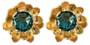 Camelia Flower Studs in Teal
