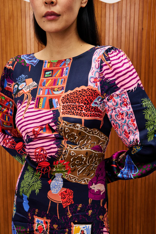 Cattleya Dress in Night Salon Print