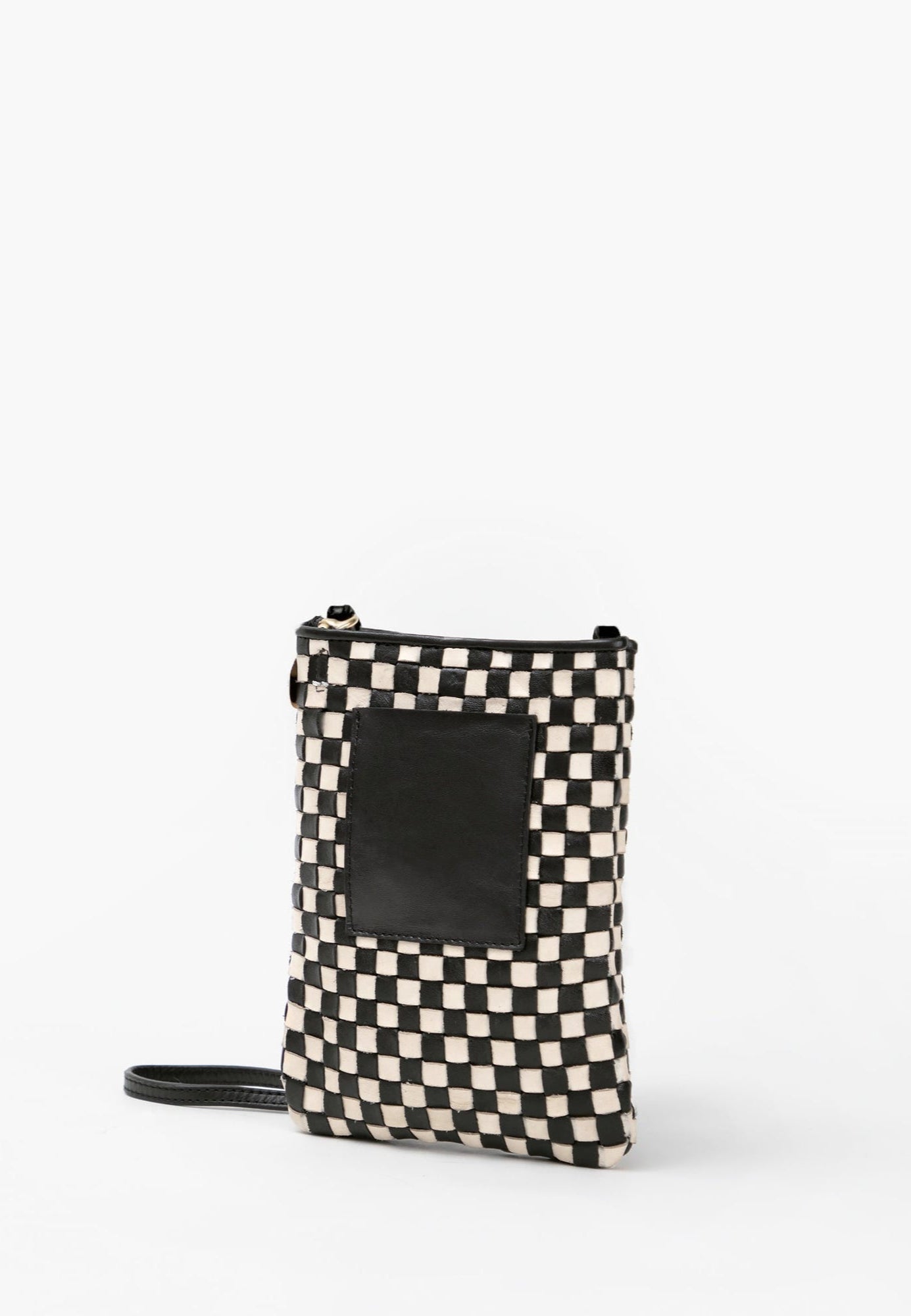 Poche Bag in Black & Cream Woven Checker