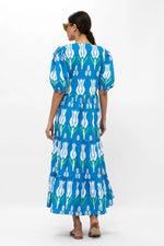 Load image into Gallery viewer, Puff Sleeve Maxi Dress in Sumba Blue
