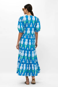 Puff Sleeve Maxi Dress in Sumba Blue