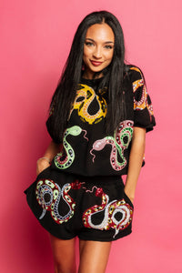 Black Snake Top in Multi