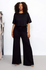 Load image into Gallery viewer, Ponte Knit Wide Leg Pant in Black
